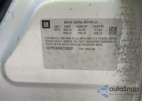 2016 Chevrolet Cruze Limited Ls Auto from USA, damaged, VIN 1G1PC5SH6G7160237